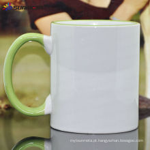 Sublimação 11oz Rim e Handle Color Ceramic Mug Feita na China a preço baixo Atacado